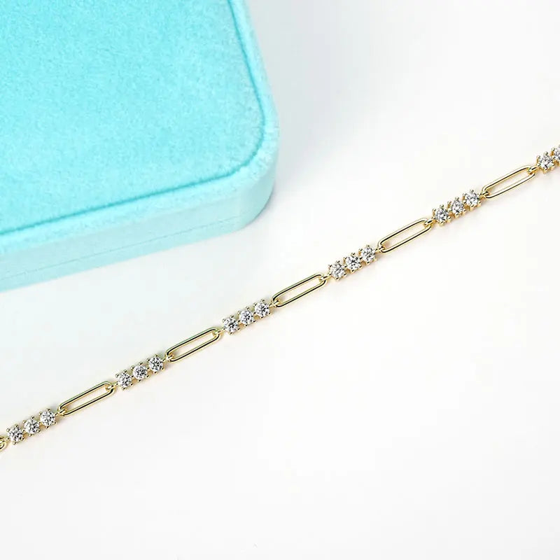 OXTAO 3MM Moissanite Bracelet For Women 925 Sterling Silver Adjustable Chain Bracelets Luxury Fashion Jewelry with Certified