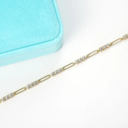 OXTAO 3MM Moissanite Bracelet For Women 925 Sterling Silver Adjustable Chain Bracelets Luxury Fashion Jewelry with Certified