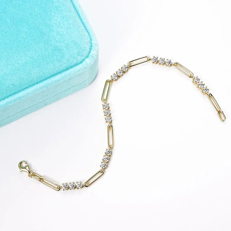 OXTAO 3MM Moissanite Bracelet For Women 925 Sterling Silver Adjustable Chain Bracelets Luxury Fashion Jewelry with Certified