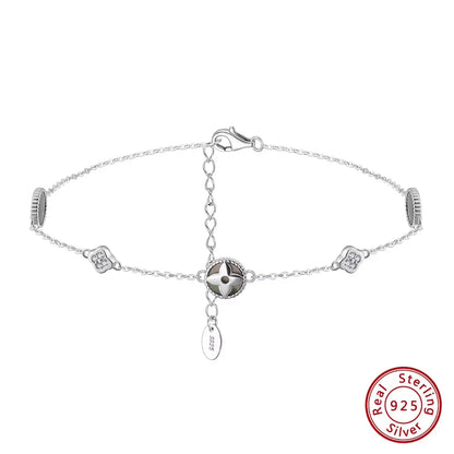 ORSA JEWELS Trendy 925 Sterling Silver Zirconia Clover Anklets Chain For Women Jewelry Clover Foot Bracelet Accessories GMA07