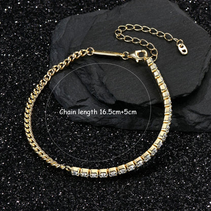 OXTAO 3MM Moissanite Bracelet For Women 925 Sterling Silver Adjustable Chain Bracelets Luxury Fashion Jewelry with Certified