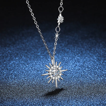 EWYA Real Moissanite Diamond Hexagram Pendant Necklace For Women Men 100% 925 Sterling Silver Sun Flower Party Fine Jewelry Gift
