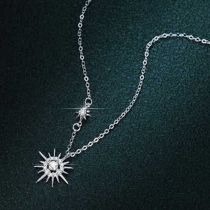 EWYA Real Moissanite Diamond Hexagram Pendant Necklace For Women Men 100% 925 Sterling Silver Sun Flower Party Fine Jewelry Gift