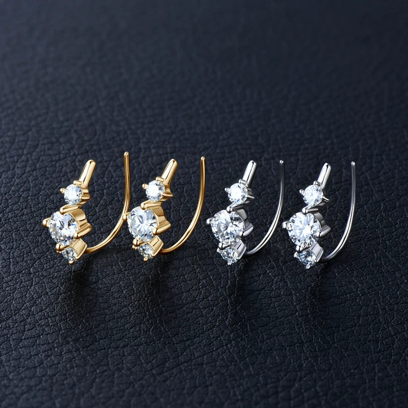 IOGOU Unique  U Type Earring D Moissanite Diamond Round Hoops Original 925 Sterling Silver Earrings for Women 2023 Trend Jewelry