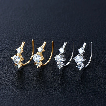 IOGOU Unique  U Type Earring D Moissanite Diamond Round Hoops Original 925 Sterling Silver Earrings for Women 2023 Trend Jewelry