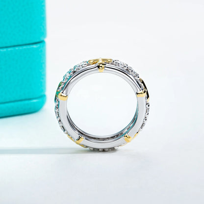 AnuJewel 3mm D Color Moissanite Cross Eternity Ring 925 Sterling Silver Color Separation Wedding Band Ring Jewelry Wholesale