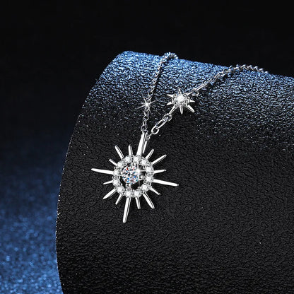 EWYA Real Moissanite Diamond Hexagram Pendant Necklace For Women Men 100% 925 Sterling Silver Sun Flower Party Fine Jewelry Gift