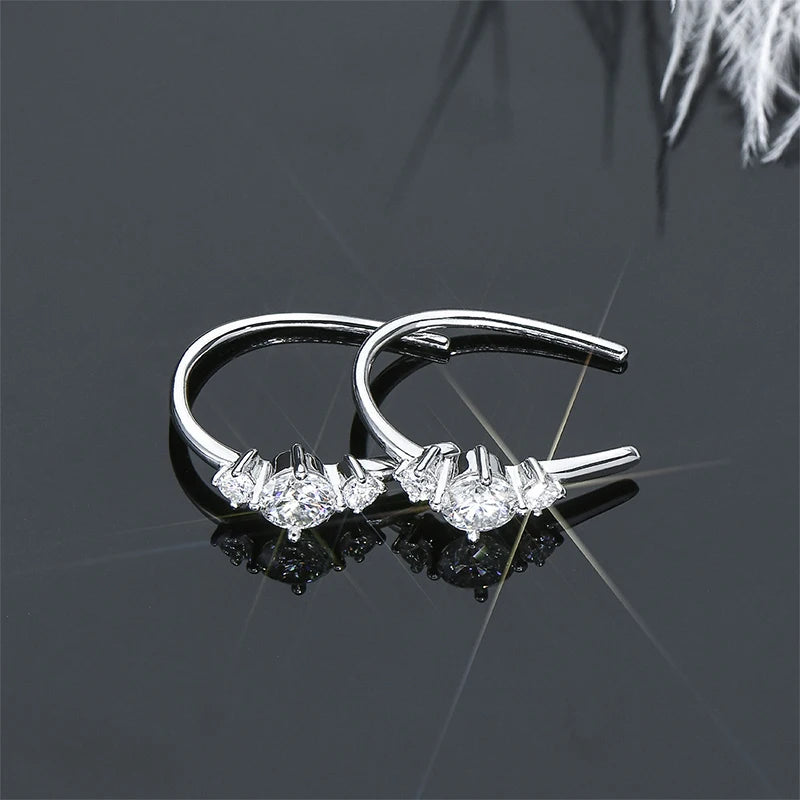 IOGOU Unique  U Type Earring D Moissanite Diamond Round Hoops Original 925 Sterling Silver Earrings for Women 2023 Trend Jewelry
