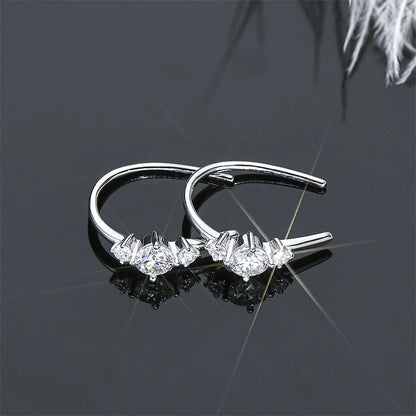 IOGOU Unique  U Type Earring D Moissanite Diamond Round Hoops Original 925 Sterling Silver Earrings for Women 2023 Trend Jewelry