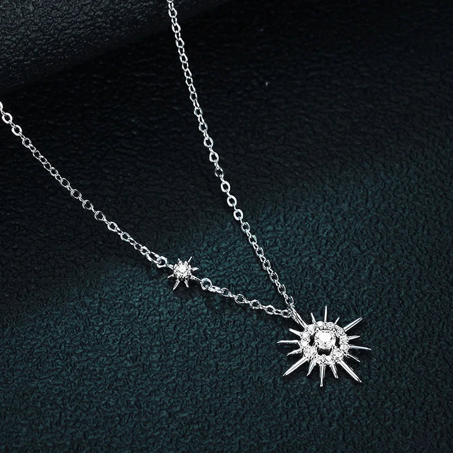 EWYA Real Moissanite Diamond Hexagram Pendant Necklace For Women Men 100% 925 Sterling Silver Sun Flower Party Fine Jewelry Gift