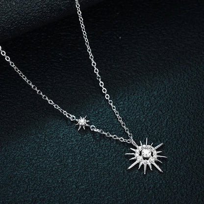 EWYA Real Moissanite Diamond Hexagram Pendant Necklace For Women Men 100% 925 Sterling Silver Sun Flower Party Fine Jewelry Gift