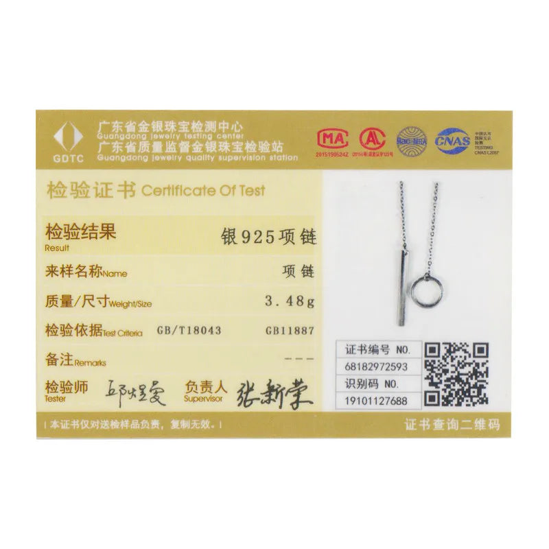 BAMOER Genuine 925 Sterling Silver Round Circle Line Geometric Pendant Necklaces for Women Sterling Silver Jewelry SCN304