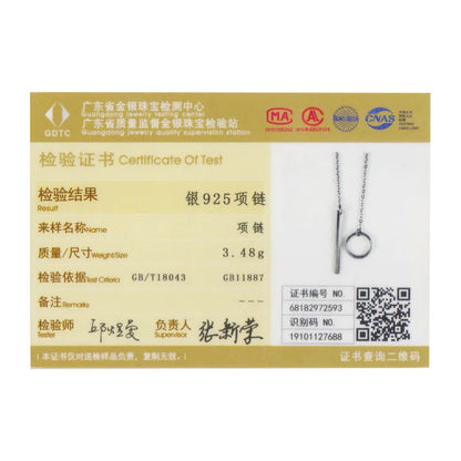 BAMOER Genuine 925 Sterling Silver Round Circle Line Geometric Pendant Necklaces for Women Sterling Silver Jewelry SCN304