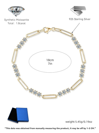 OXTAO 3MM Moissanite Bracelet For Women 925 Sterling Silver Adjustable Chain Bracelets Luxury Fashion Jewelry with Certified